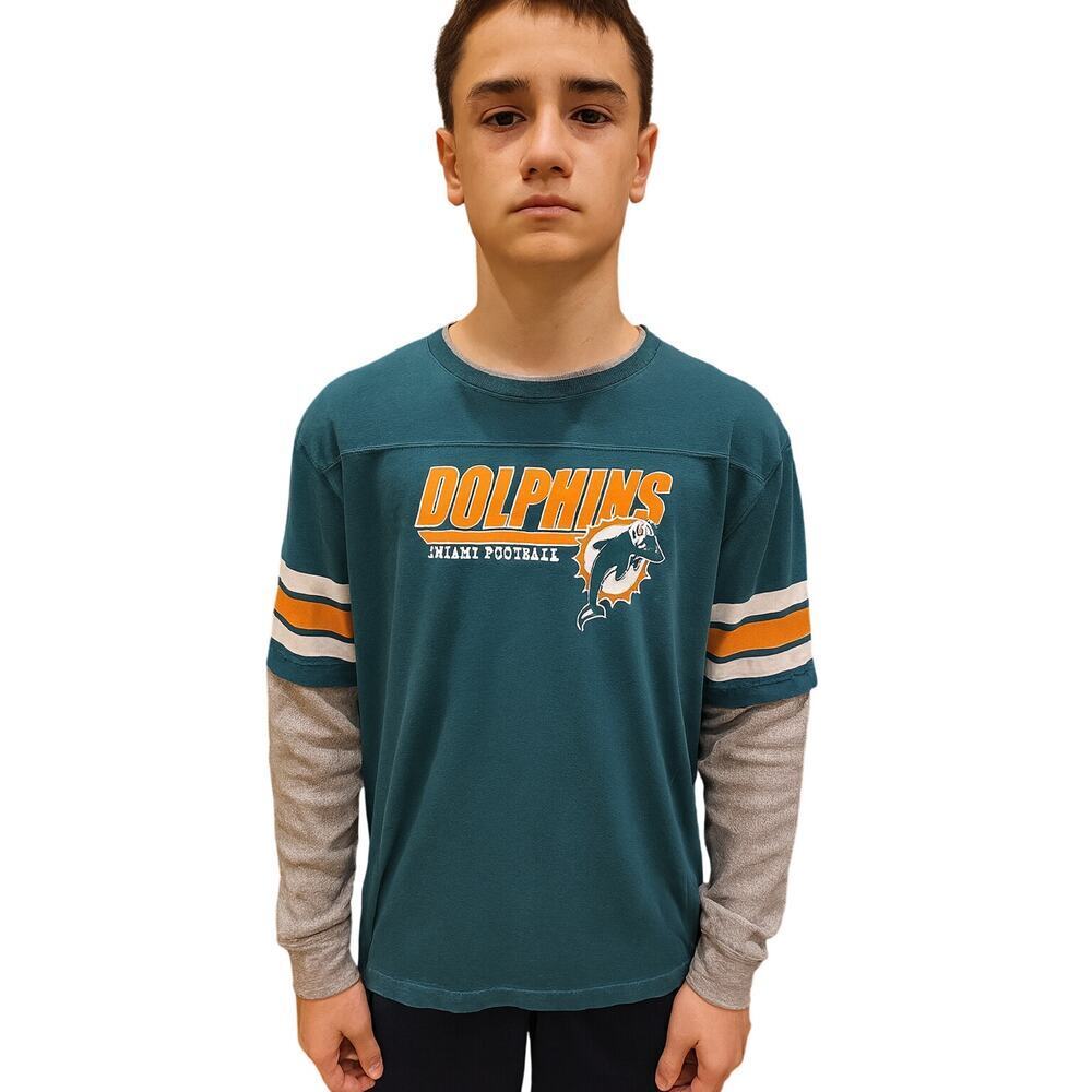 Boys youth vintage Miami dolphins long sleeve t shirt sz XL (18-20) game day top
